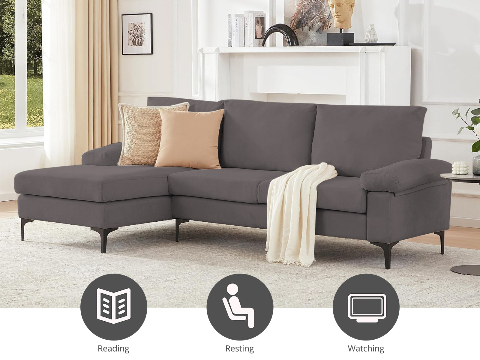 Ds Adriana Sectional Sofa Linen Dark Grey Pr71822 Sofas Sectionals Sofa Beds Nz Depot 5 - Nz Depot