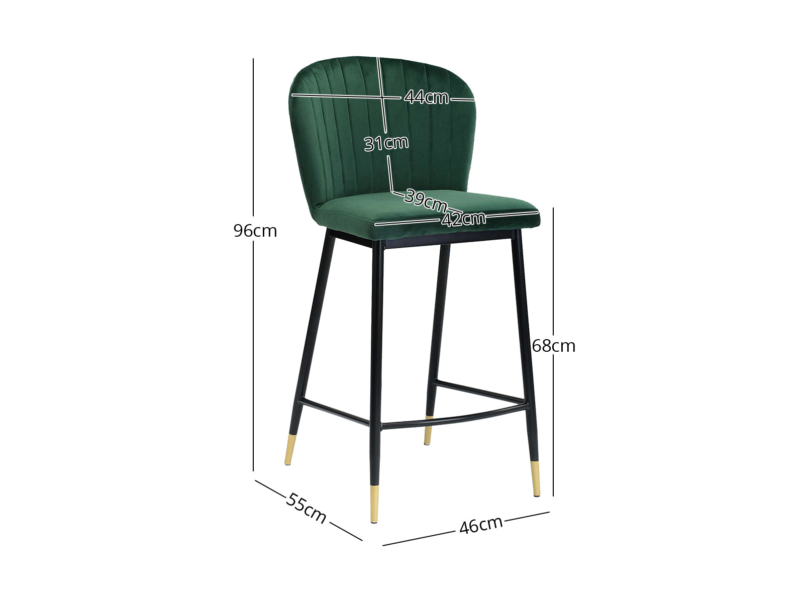 Ds Bar Stool Velvet Covered Green X 2 Pr71765 Bar Stools Nz Depot 3 - Nz Depot