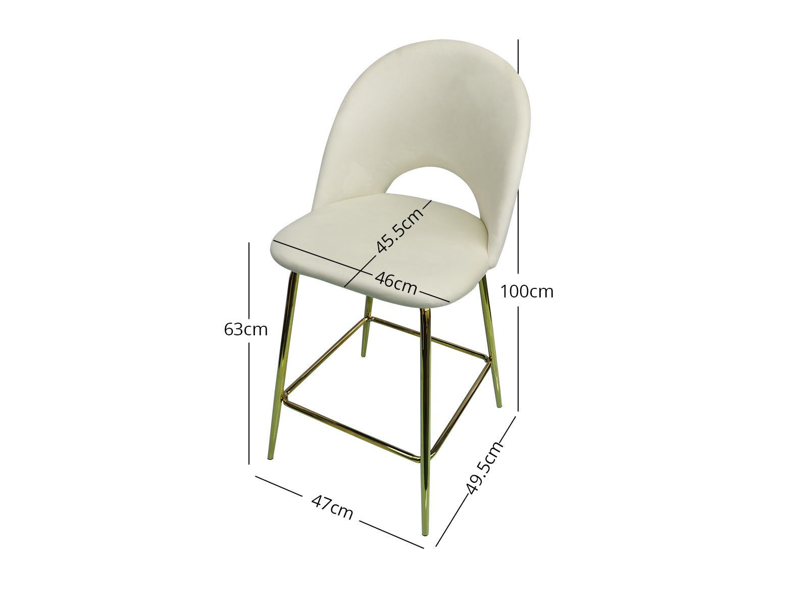 Ds Bar Stool Velvet Covered White2 X 2 Pr71767 Bar Stools Nz Depot 3 - Nz Depot