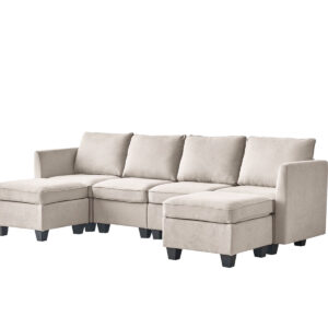 Enzo Sectional Sofa Velvet Beige