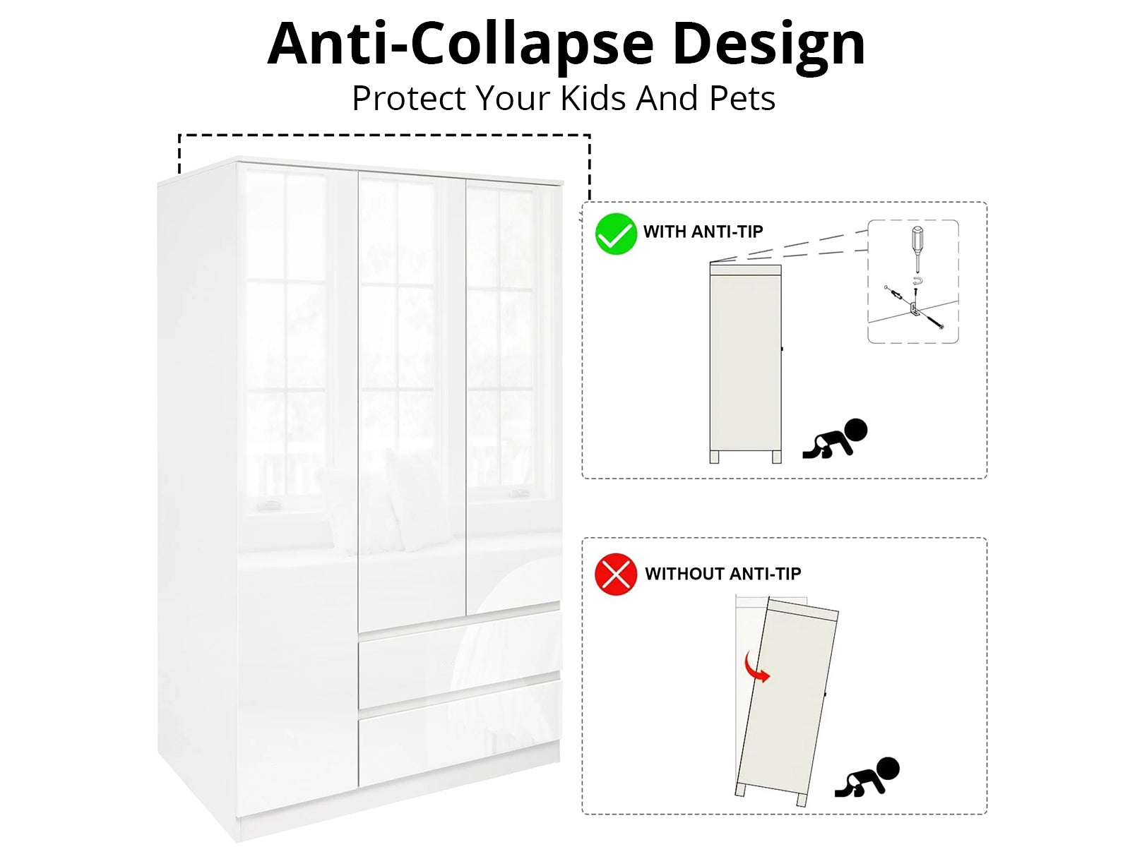 Ds Serena Wardrobe L120 White Pr71881 Wardrobes Nz Depot 9 - Nz Depot