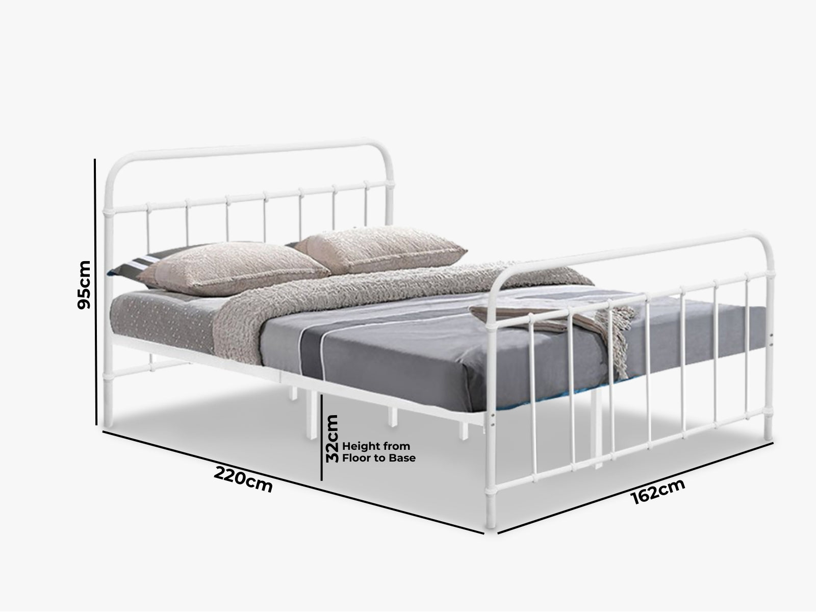 Darcy Queen Bed Frame Metal White Pr2754 Bed Frames Nz Depot 5 - Nz Depot