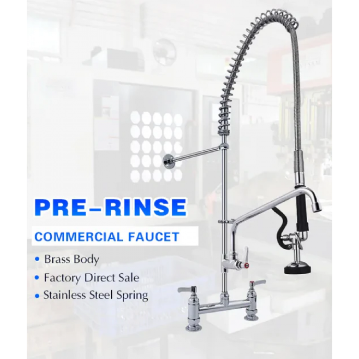 Kitchen Sink Mixer - Pre Rinse Faucet Commercial Pull Down Brass Double Handles Pre Rinse Faucet, Kitchen Mixer - Nz Depot