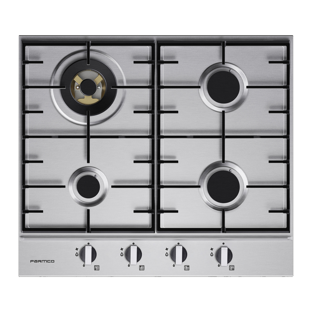 Parmco Cooktop 600mm Gas, Stainless Steel, 3 Burner + WOK - NZDEPOT