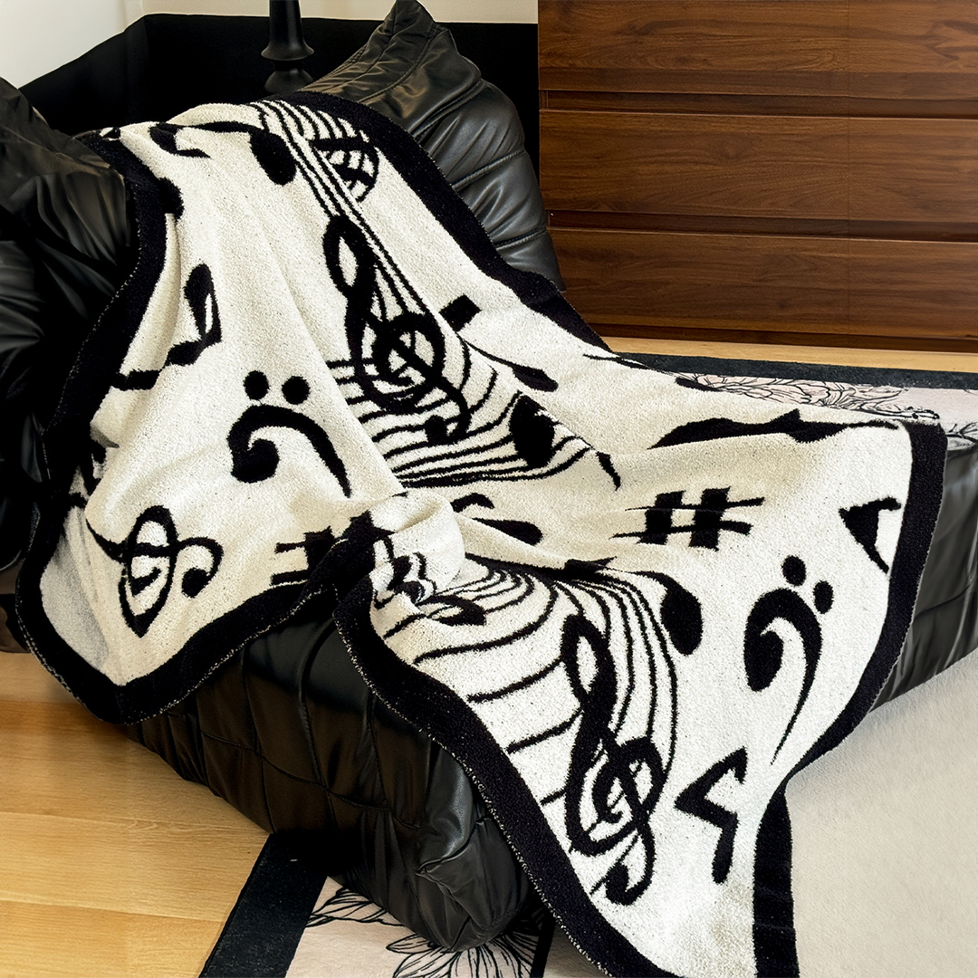 Soga 130X160Cm Throw Blanket Black And White Musical Note Half Fleece Soft Cozy For Music Lovers Stylish, Home, Bed Linen, Throws And Blankets, Blankets, ,  - Nz Depot 9