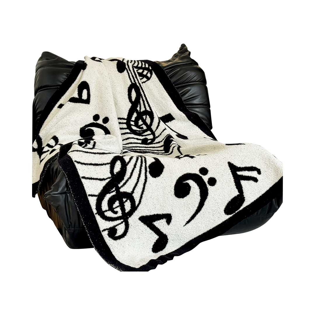 Soga 130X160Cm Throw Blanket Black And White Musical Note Half Fleece Soft Cozy For Music Lovers Stylish, Home, Bed Linen, Throws And Blankets, Blankets, ,  - Nz Depot 1