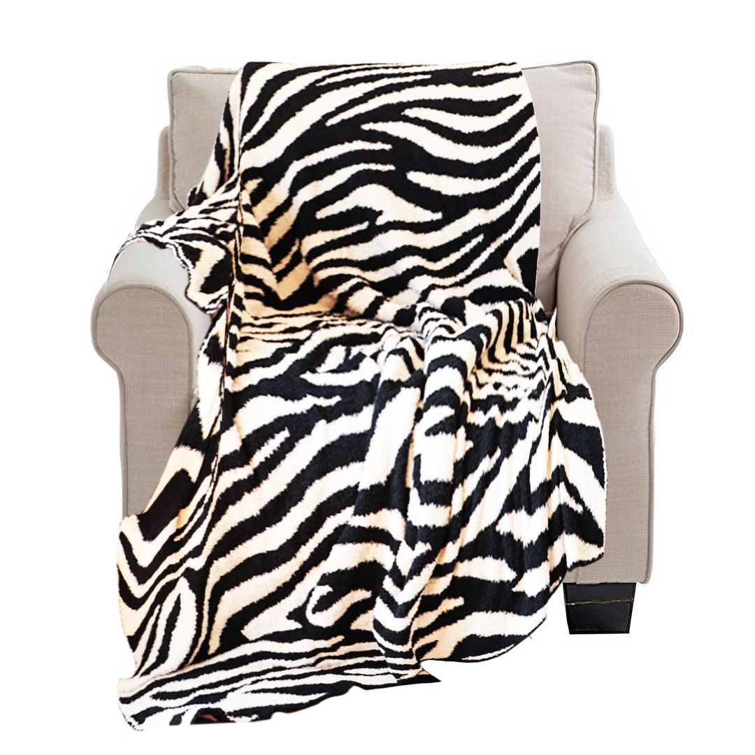 Soga 130X170Cm Throw Blanket Black And White Soft Zebra Print Half Fleece Casual Stylish Cozy, Home, Bed Linen, Throws And Blankets, Blankets, ,  - Nz Depot 1