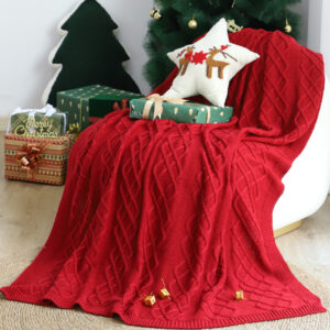 :SOGA 130x180cm Throw Blanket Red Christmas Chunky Yarn Woven Decorative Cozy Knit for Holiday Home Decor, Home, Bed Linen, Throws And Blankets, Blankets, ,  - NZ DEPOT 2