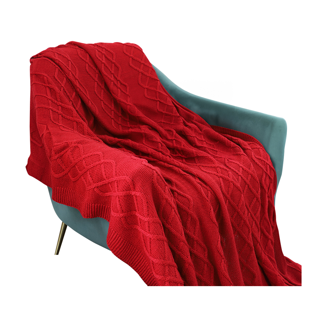 :Soga 130X180Cm Throw Blanket Red Christmas Chunky Yarn Woven Decorative Cozy Knit For Holiday Home Decor, Home, Bed Linen, Throws And Blankets, Blankets, ,  - Nz Depot 1