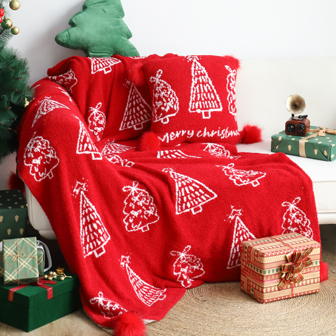 Soga 130X180Cm Throw Blanket Red Christmas Tree Half Fleece For Holiday Season Cozy, Home, Bed Linen, Throws And Blankets, Blankets, ,  - Nz Depot 2