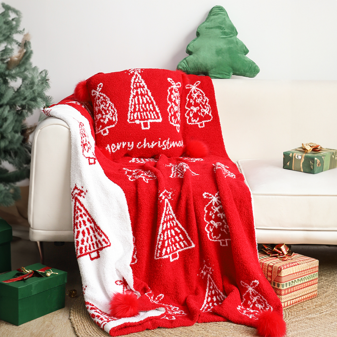 Soga 130X180Cm Throw Blanket Red Christmas Tree Half Fleece For Holiday Season Cozy, Home, Bed Linen, Throws And Blankets, Blankets, ,  - Nz Depot 4