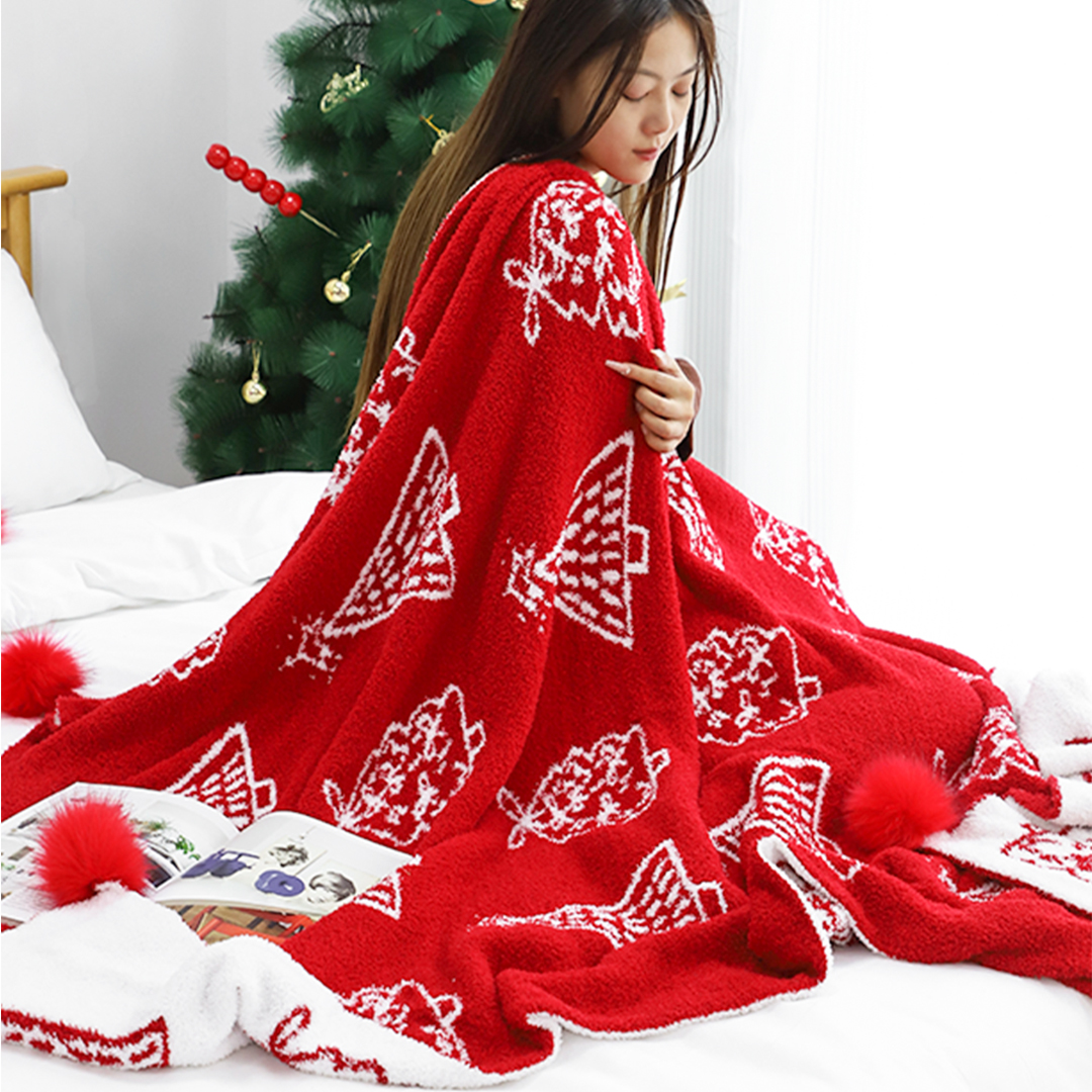 Soga 130X180Cm Throw Blanket Red Christmas Tree Half Fleece For Holiday Season Cozy, Home, Bed Linen, Throws And Blankets, Blankets, ,  - Nz Depot 6