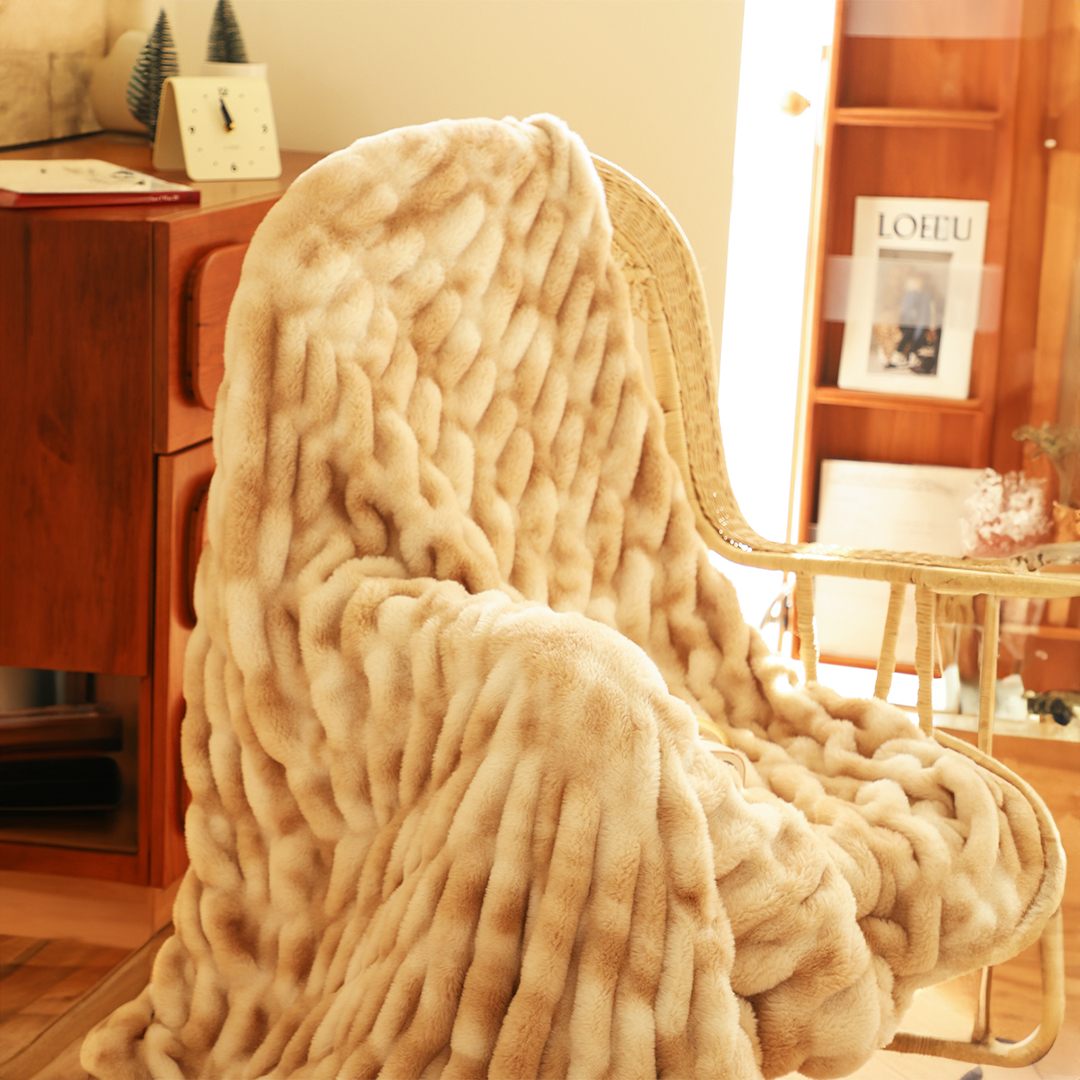 Soga 150X200Cm Throw Blanket Camel Brown Double Layer Rabbit Fur Cozy Comfort With Stylish Decor, Home, Bed Linen, Throws And Blankets, Blankets, ,  - Nz Depot 6