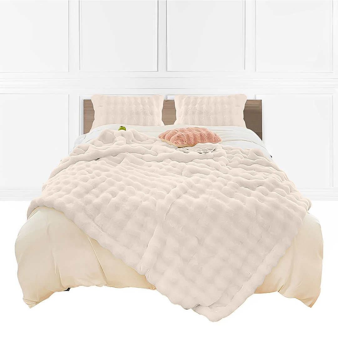 Soga 150X200Cm Throw Blanket White Double Layer Rabbit Fur Cozy Comfort With Stylish Decor, Home, Bed Linen, Throws And Blankets, Blankets, ,  - Nz Depot 1