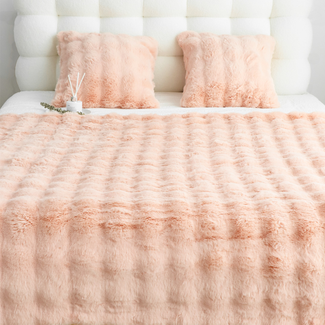 Soga 160X200Cm Throw Blanket Pink Double Layer Rabbit Fur Cozy Comfort With Stylish Decor, Home, Bed Linen, Throws And Blankets, Blankets, ,  - Nz Depot 3