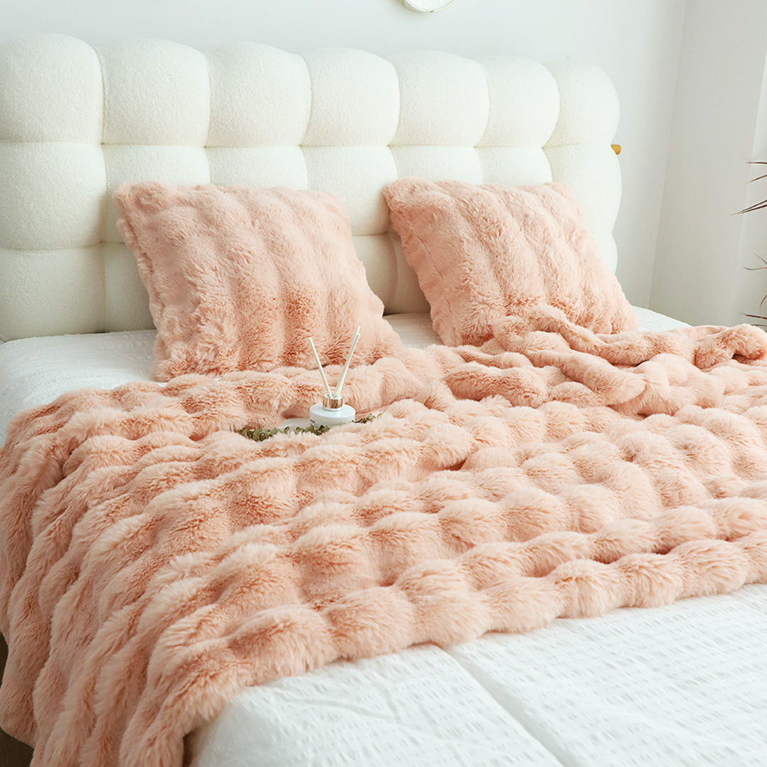 Soga 160X200Cm Throw Blanket Pink Double Layer Rabbit Fur Cozy Comfort With Stylish Decor, Home, Bed Linen, Throws And Blankets, Blankets, ,  - Nz Depot 6