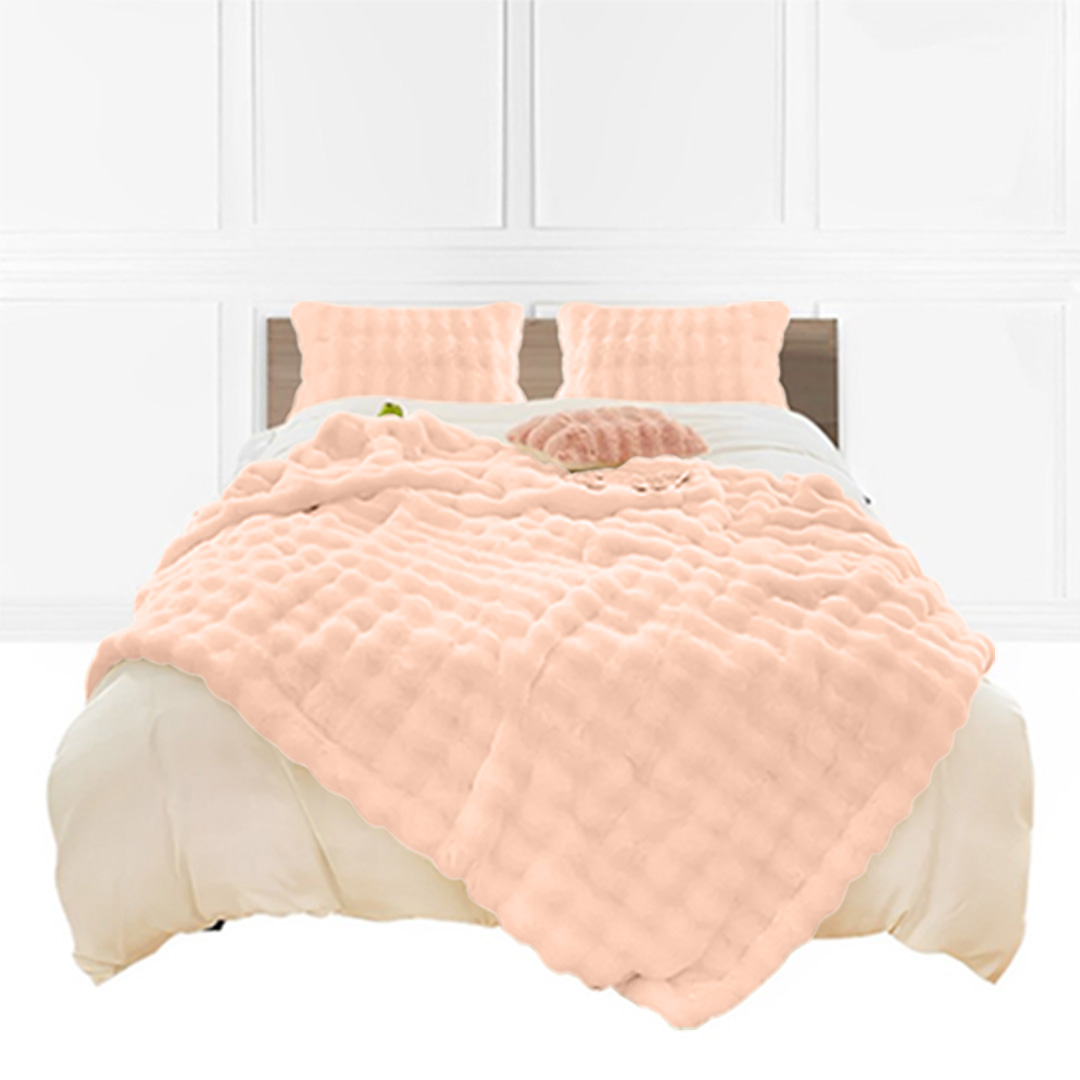 Soga 160X200Cm Throw Blanket Pink Double Layer Rabbit Fur Cozy Comfort With Stylish Decor, Home, Bed Linen, Throws And Blankets, Blankets, ,  - Nz Depot 1