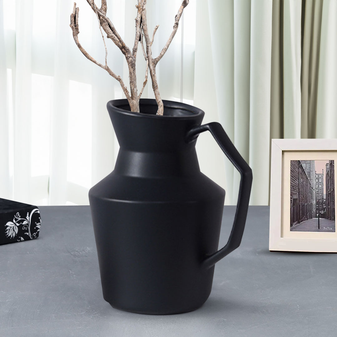 Soga 23.5Cmx19.5Cm Ornament Black Modern Ceramic Decorative Pitcher Vase With Handle For Home D?Cor, Home &Amp; Living, Home Decor, Indoor Pots, Planters And Plant Stands, , ,  - Nz Depot 6