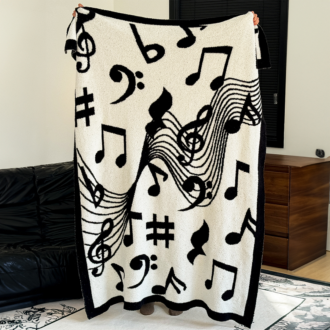 Soga 2X 130X160Cm Throw Blanket Black And White Musical Note Half Fleece Soft Cozy For Music Lovers Stylish, Home, Bed Linen, Throws And Blankets, Blankets, ,  - Nz Depot 6