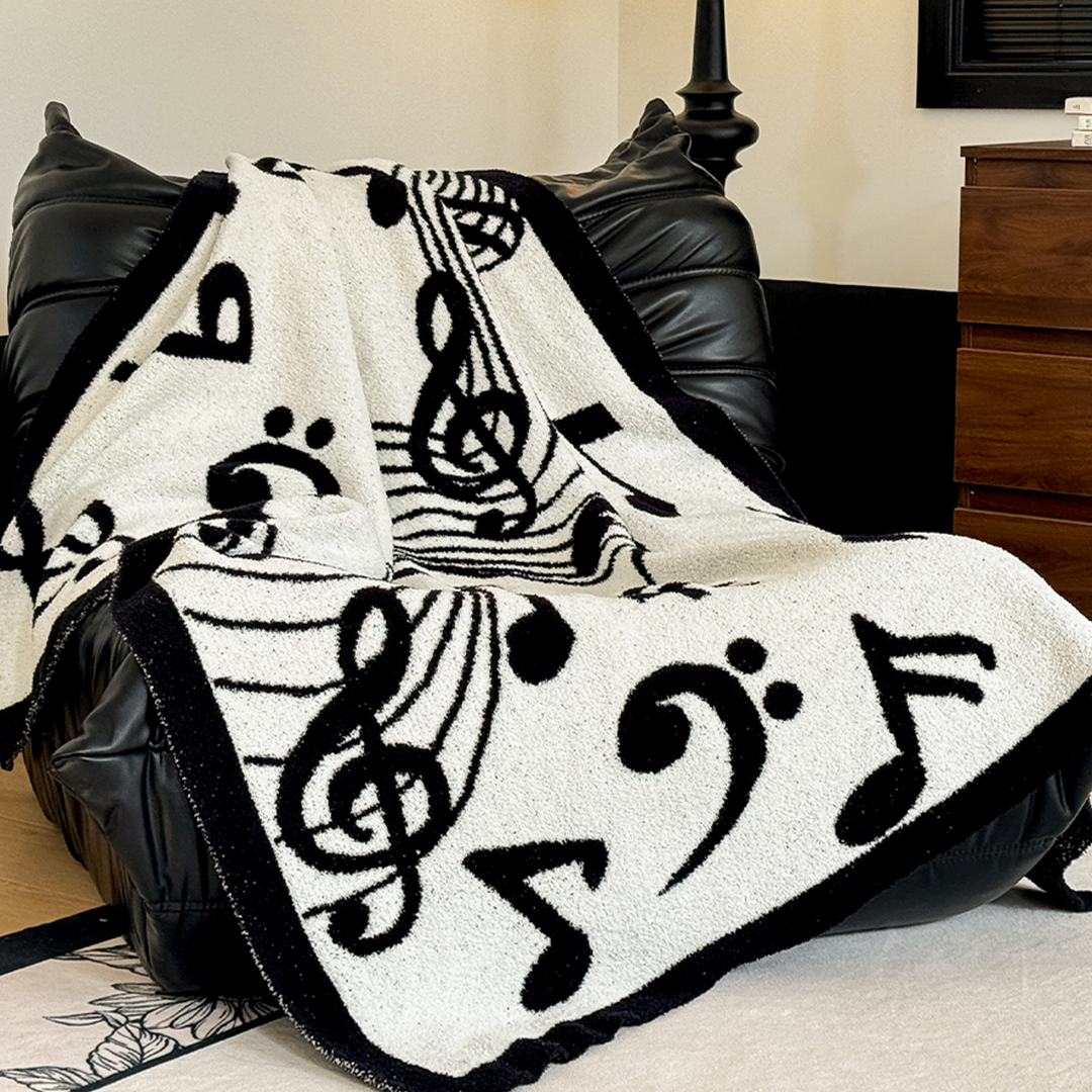 Soga 2X 130X160Cm Throw Blanket Black And White Musical Note Half Fleece Soft Cozy For Music Lovers Stylish, Home, Bed Linen, Throws And Blankets, Blankets, ,  - Nz Depot 7