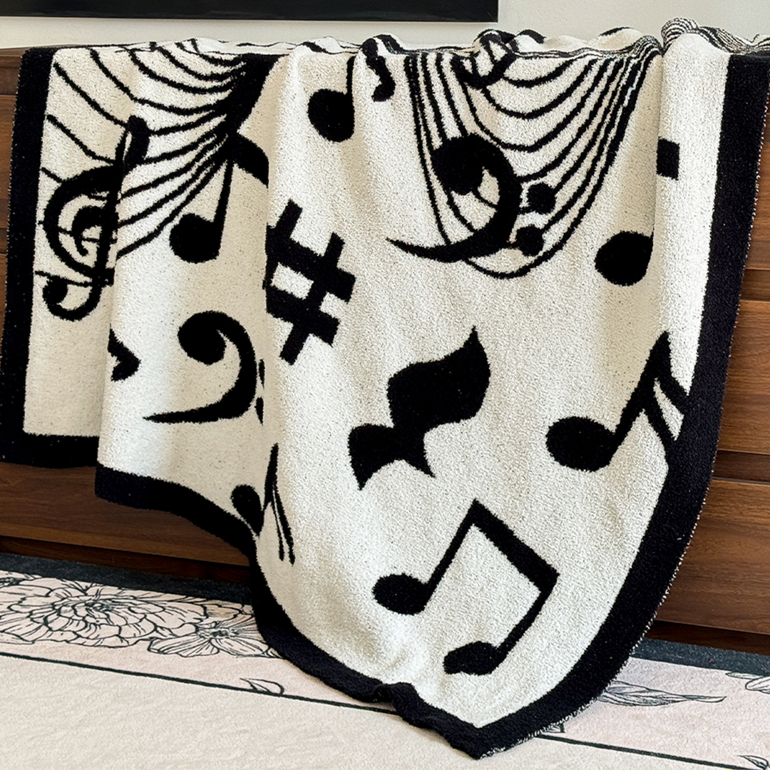 Soga 2X 130X160Cm Throw Blanket Black And White Musical Note Half Fleece Soft Cozy For Music Lovers Stylish, Home, Bed Linen, Throws And Blankets, Blankets, ,  - Nz Depot 8