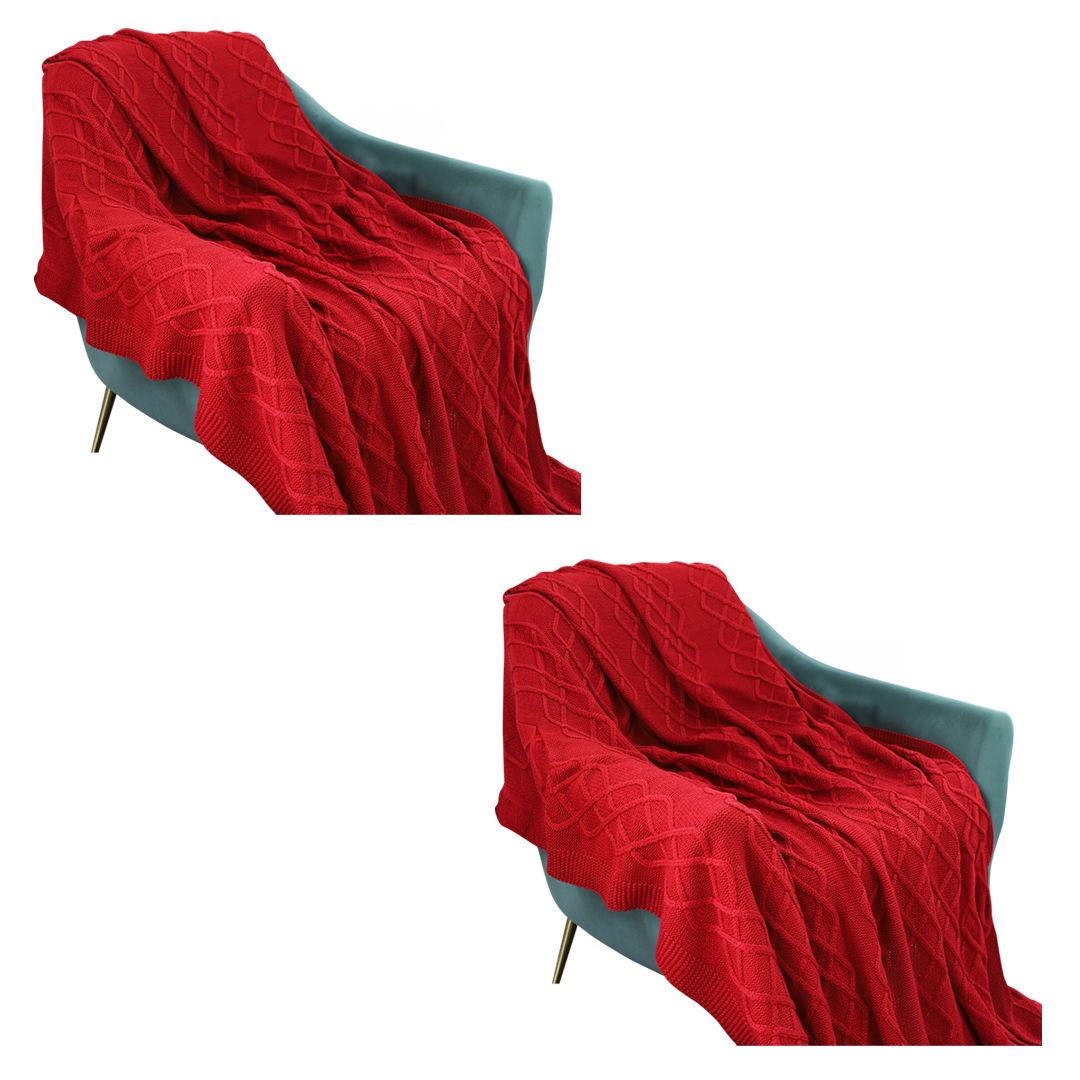 Soga 2X 130X180Cm Throw Blanket Red Christmas Chunky Yarn Woven Decorative Cozy Knit For Holiday Home Decor, Home, Bed Linen, Throws And Blankets, Blankets, ,  - Nz Depot 1