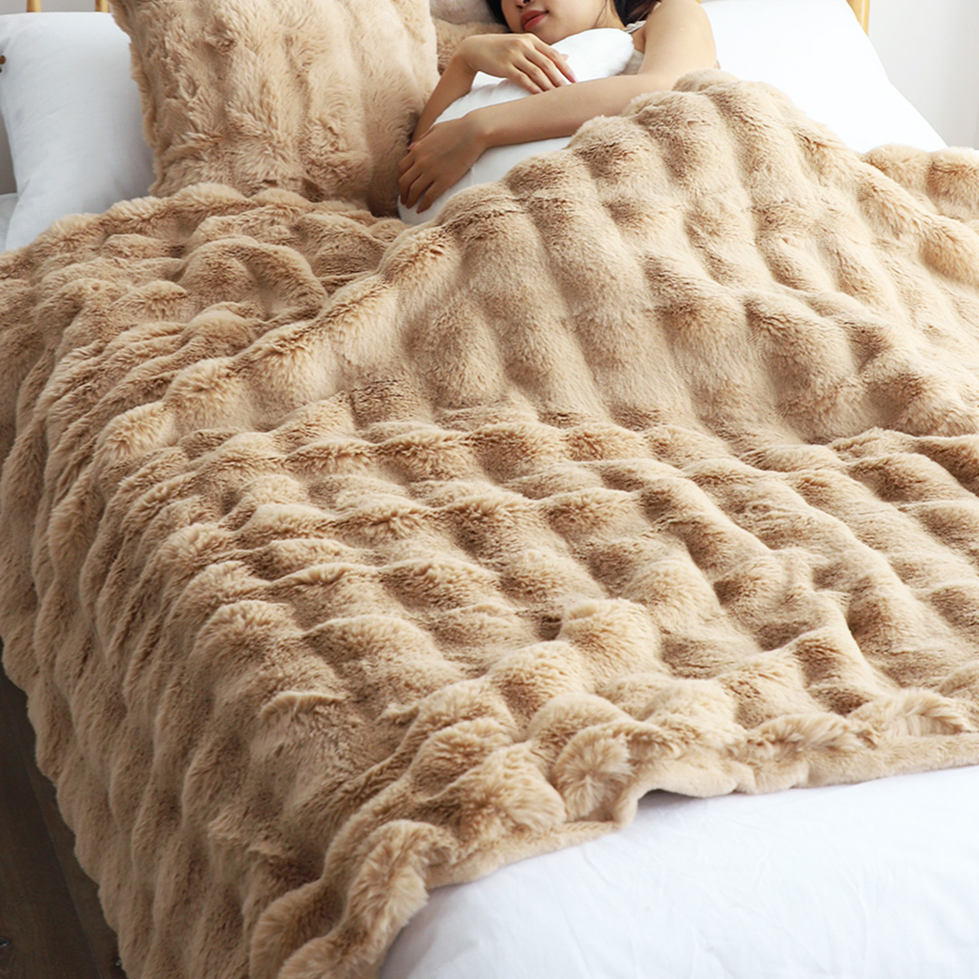 Soga 2X 160X200Cm Throw Blanket Coffee Double Layer Rabbit Fur Cozy Comfort With Stylish Decor, Home, Bed Linen, Throws And Blankets, Blankets, ,  - Nz Depot 8