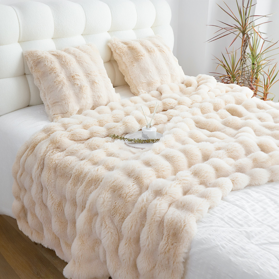 Soga 2X 160X200Cm Throw Blanket Light Camel Color Double Layer Rabbit Fur Cozy Comfort With Stylish Decor, Home, Bed Linen, Throws And Blankets, Blankets, ,  - Nz Depot 6