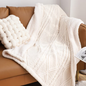 SOGA 2X 200X230cm Throw Blanket White Chenille Fleece Knitted Fabric on One Side Soft Suede, Home, Bed Linen, Throws And Blankets, Blankets, ,  - NZ DEPOT 2