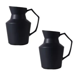 SOGA 2X 23.5cmx19.5cm Ornament Black Modern Ceramic Decorative Pitcher Vase with Handle for Home D?cor, Home & Living, Home Decor, Indoor Pots, Planters and Plant Stands, , ,  - NZ DEPOT 1