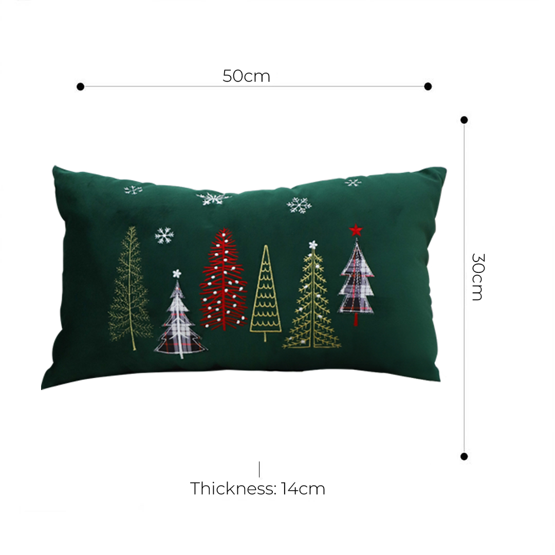 Soga 2X 30Cm Throw Pillow Green Christmas Forest Embroidered Lumbar For Festive Holiday Cushion Home Decor, Furniture, Living Room Furniture, Occasional Chairs, , ,  - Nz Depot 6