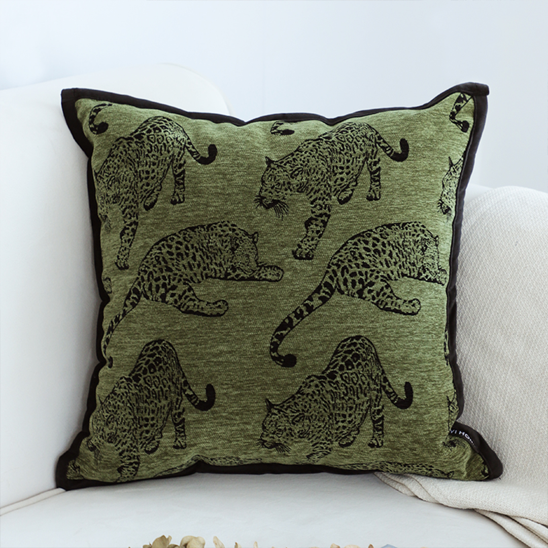 Soga 2X 40Cm Throw Pillow Green Leopard Square Retro Decorative Cushion For Living Room, Furniture, Living Room Furniture, Occasional Chairs, , ,  - Nz Depot 2