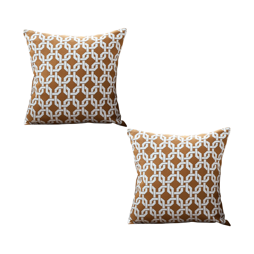 Soga 2X 45Cm Brown Checkered Chain Jacquard Square Pillow Decorative Cushion For Living Room, Furniture, Living Room Furniture, Occasional Chairs, , ,  - Nz Depot 1