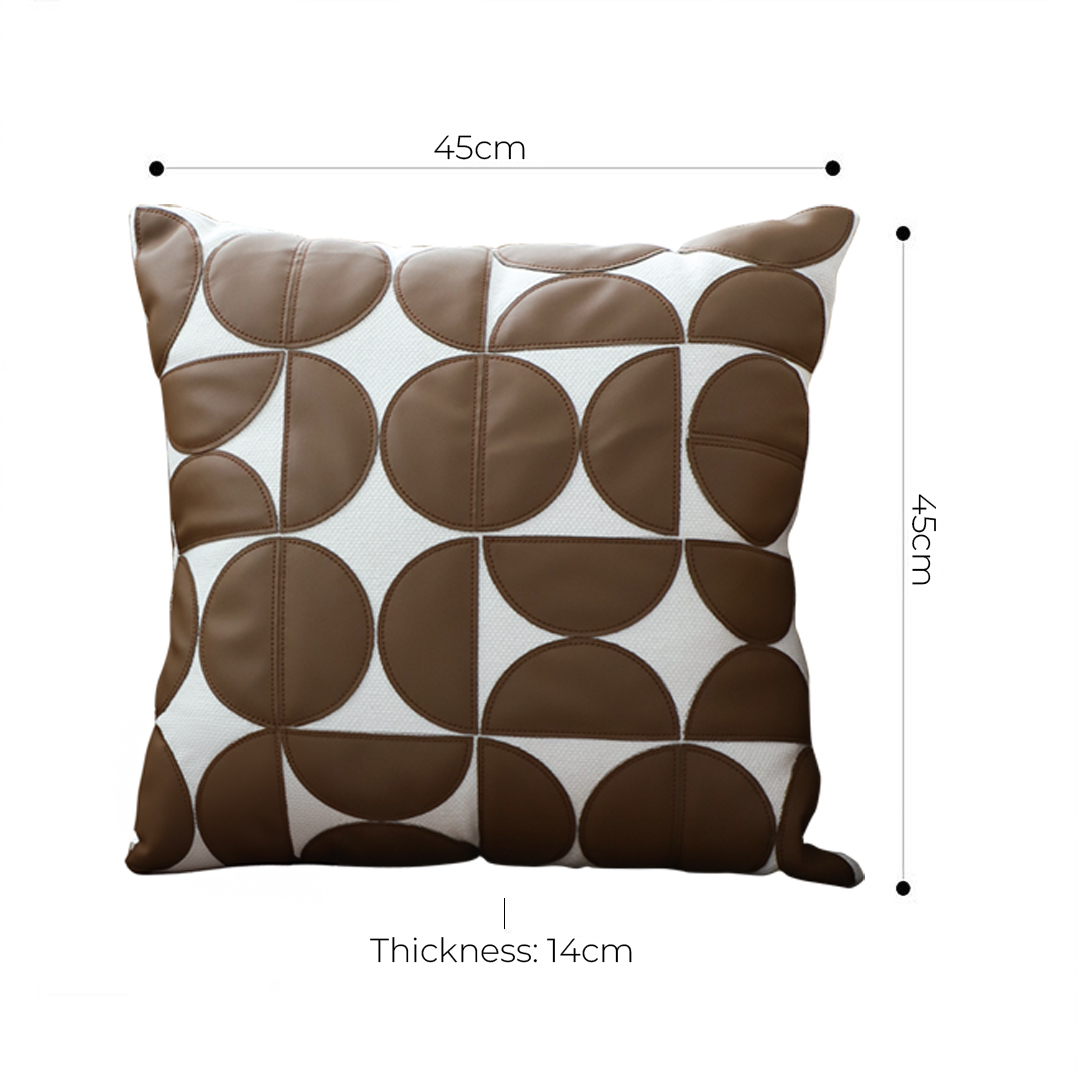 Soga 2X 45Cm Brown Leather Square Pillow Half Moon Patchwork Design Decorative Cushion For Living Room, Furniture, Living Room Furniture, Occasional Chairs, , ,  - Nz Depot 6