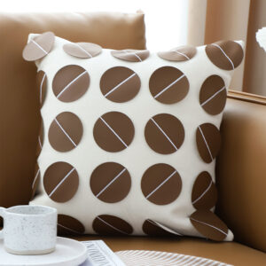 SOGA 2X 45cm Brown Leather Square Pillow with 3D Circle Pattern Decorative Cushion for Living Room, Furniture, Living Room Furniture, Occasional Chairs, , ,  - NZ DEPOT 2