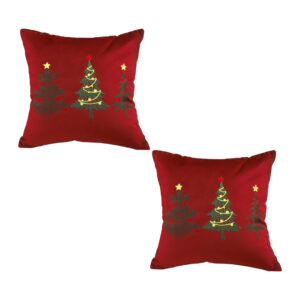 Soga 2X 45Cm Burgundy Red Throw Pillow With Three Embroidered Christmas Trees Festive Holiday Square Cushion Home Decor Frenchcushion272X2 Nz Depot - Nz Depot