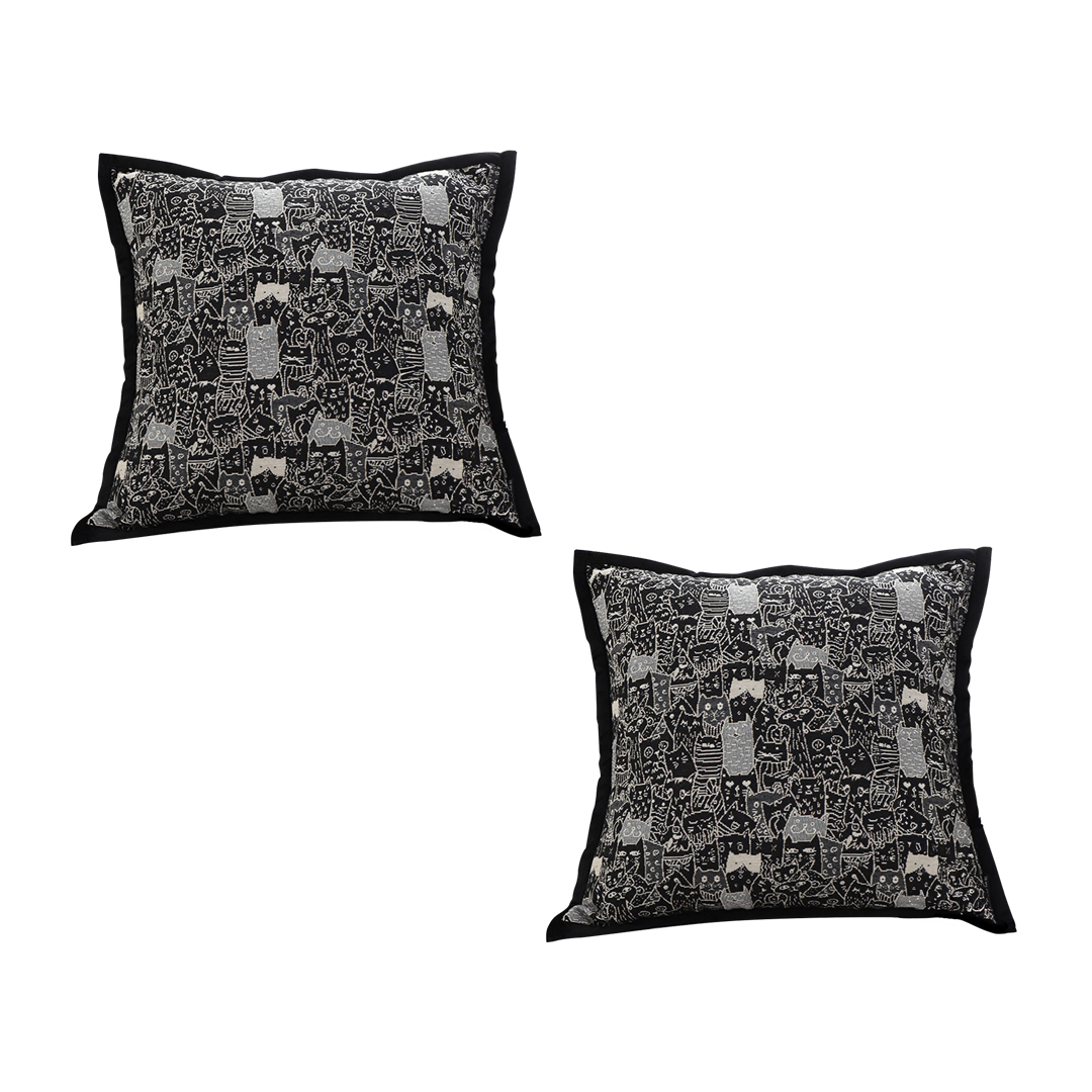 Soga 2X 45Cm Throw Pillow Black Cat Paradise Wide Border Decorative Cushion For Living Room, Furniture, Living Room Furniture, Occasional Chairs, , ,  - Nz Depot 1