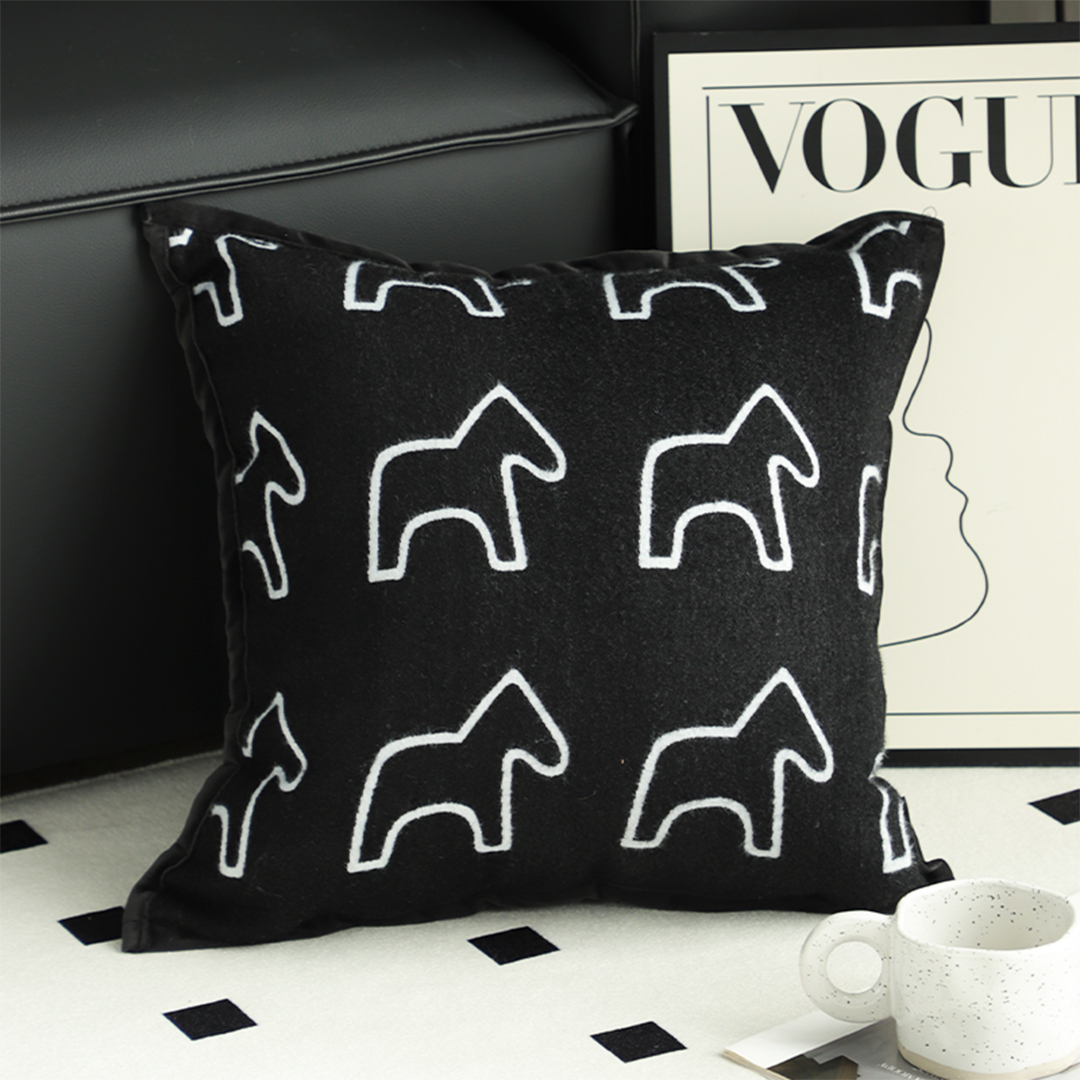 Soga 2X 45Cm Throw Pillow Black Teddy Fleece Square Pony Design Decorative Cushion For Living Room, Furniture, Living Room Furniture, Occasional Chairs, , ,  - Nz Depot 2