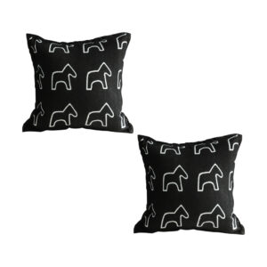 Soga 2X 45Cm Throw Pillow Black Teddy Fleece Square Pony Design Decorative Cushion For Living Room Frenchcushion292X2 Nz Depot - Nz Depot