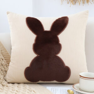 SOGA 2X 45cm Throw Pillow Light Tan Square Cushion with Soft Coffee Bunny Design Decorative Home Decor, Furniture, Living Room Furniture, Occasional Chairs, , ,  - NZ DEPOT 2