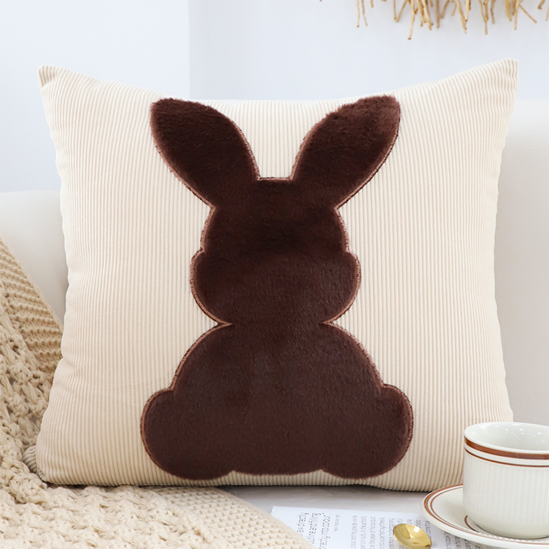 Soga 2X 45Cm Throw Pillow Light Tan Square Cushion With Soft Coffee Bunny Design Decorative Home Decor, Furniture, Living Room Furniture, Occasional Chairs, , ,  - Nz Depot 2