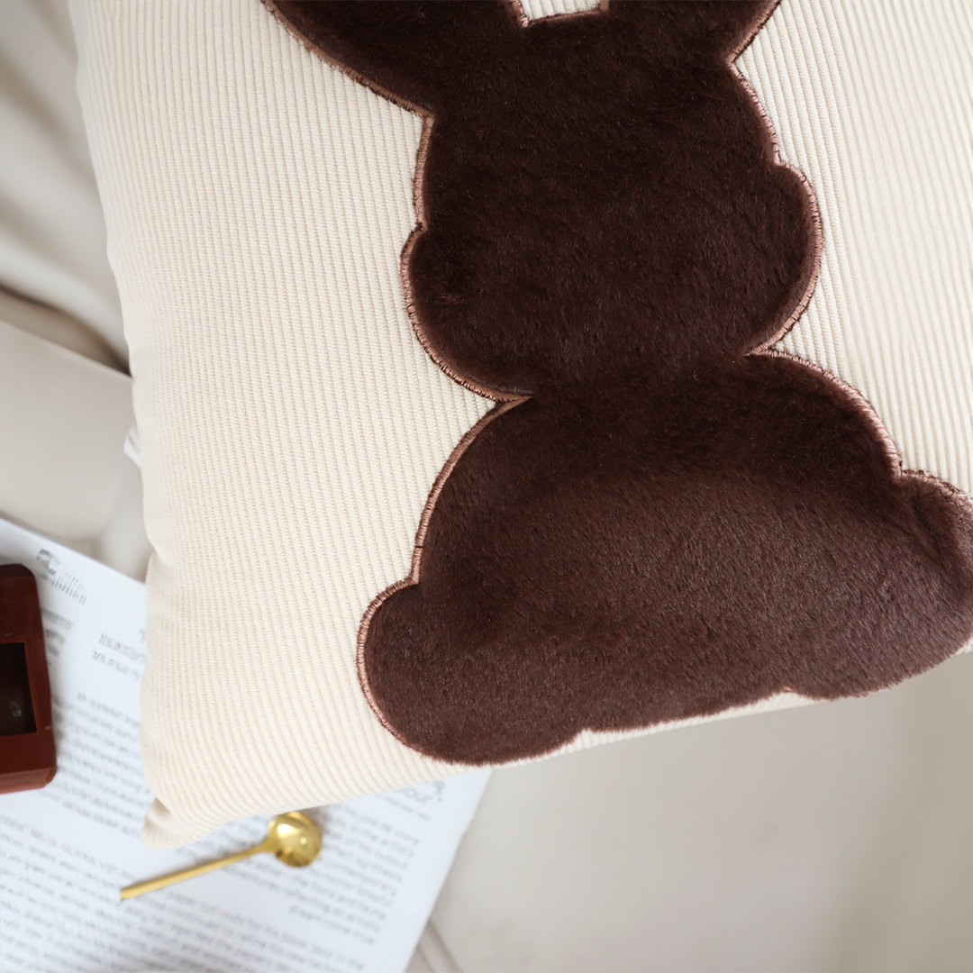 Soga 2X 45Cm Throw Pillow Light Tan Square Cushion With Soft Coffee Bunny Design Decorative Home Decor, Furniture, Living Room Furniture, Occasional Chairs, , ,  - Nz Depot 4