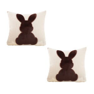 Soga 2X 45Cm Throw Pillow Light Tan Square Cushion With Soft Coffee Bunny Design Decorative Home Decor Frenchcushion281X2 Nz Depot - Nz Depot