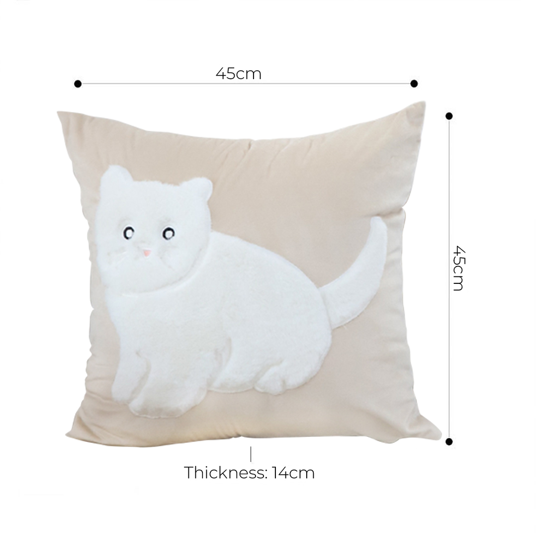 Soga 2X 45Cm Throw Pillow Light Tan Square Cushion With Soft White Cat Design Decorative Home Decor, Furniture, Living Room Furniture, Occasional Chairs, , ,  - Nz Depot 5