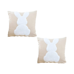 Soga 2X 45Cm Throw Pillow Light Tan Square Cushion With Soft White Rabbit Design Decorative Home Decor Frenchcushion282X2 Nz Depot - Nz Depot