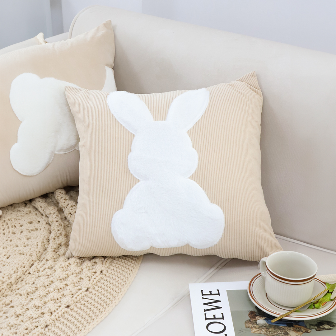 Soga 2X 45Cm Throw Pillow Light Tan Square Cushion With Soft White Rabbit Design Decorative Home Decor, Furniture, Living Room Furniture, Occasional Chairs, , ,  - Nz Depot 5