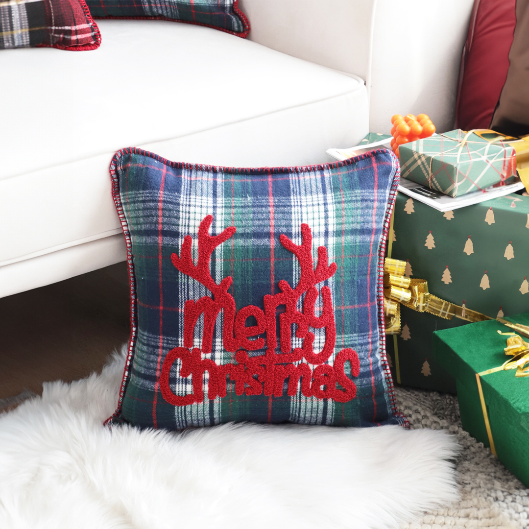 Soga 2X 45Cm Throw Pillow Multicolor Christmas Plaid With Antler Design For Festive Holiday Square Cushion Home Decor, Furniture, Living Room Furniture, Occasional Chairs, , ,  - Nz Depot 3