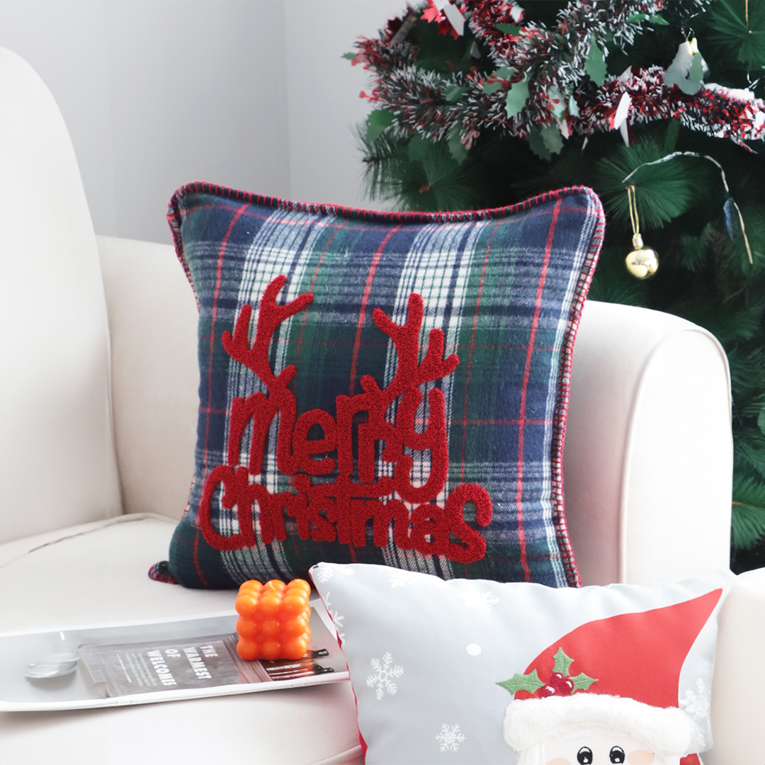 Soga 2X 45Cm Throw Pillow Multicolor Christmas Plaid With Antler Design For Festive Holiday Square Cushion Home Decor, Furniture, Living Room Furniture, Occasional Chairs, , ,  - Nz Depot 4