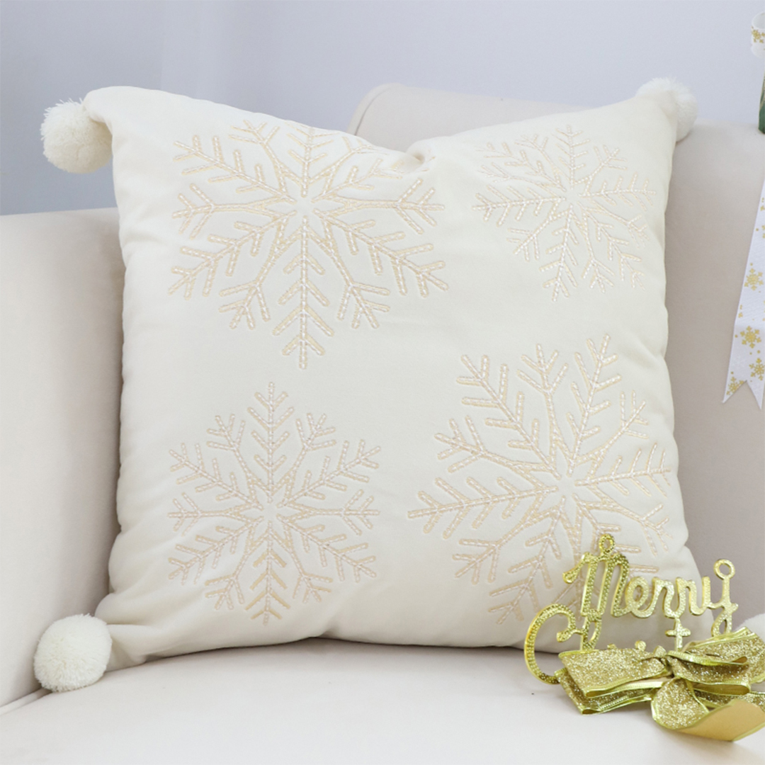 Soga 2X 45Cm Throw Pillow White Soft Plush Cushion Christmas Snowflake Ball Square For Festive Holiday, Furniture, Living Room Furniture, Occasional Chairs, , ,  - Nz Depot 2