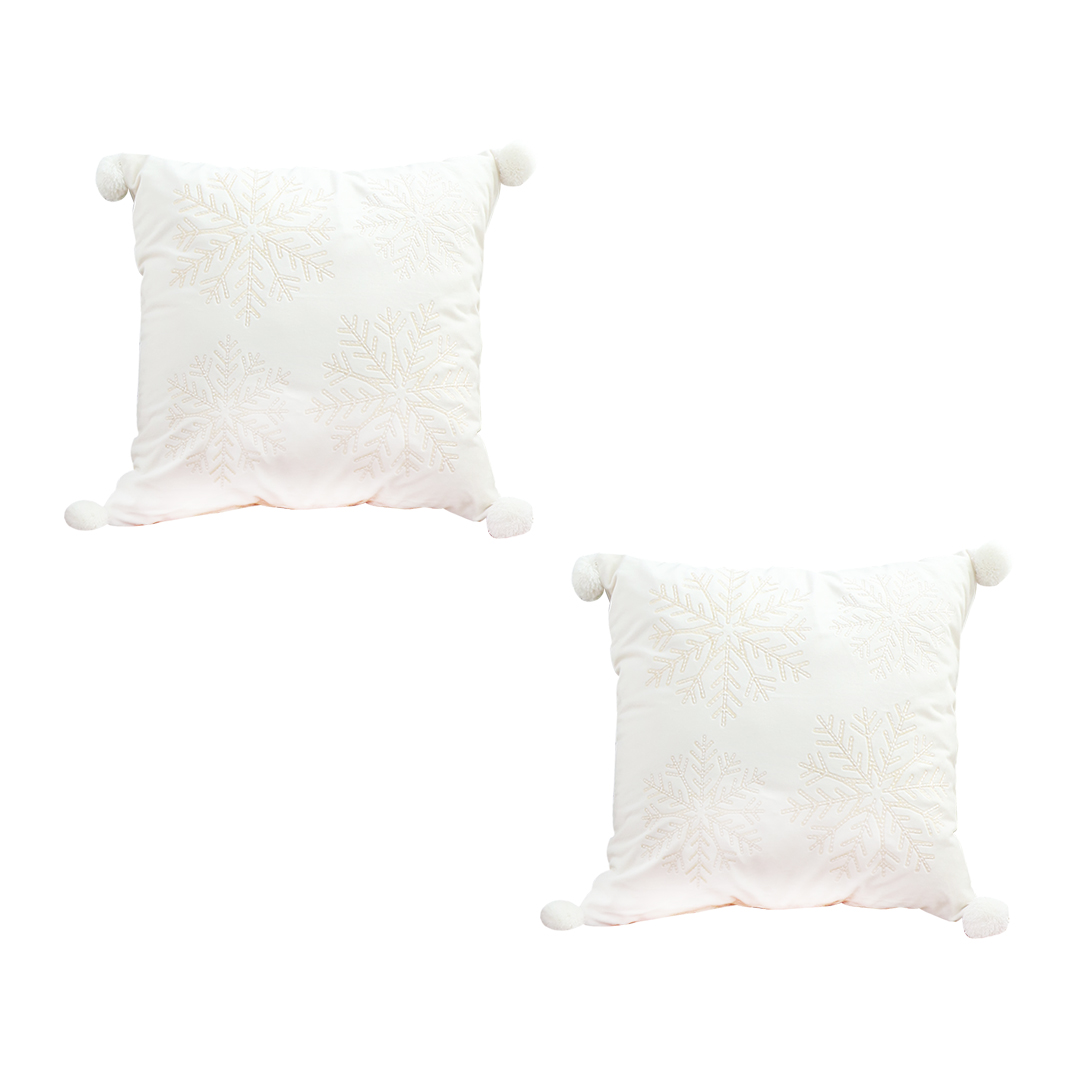 Soga 2X 45Cm Throw Pillow White Soft Plush Cushion Christmas Snowflake Ball Square For Festive Holiday, Furniture, Living Room Furniture, Occasional Chairs, , ,  - Nz Depot 1